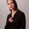 Mini-vestido polo de malha de algodão com decote em V