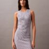 Mini-vestido sem mangas com canelado
