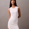 Mini-vestido sem mangas com canelado