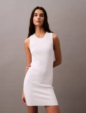 Mini-vestido sem mangas com canelado