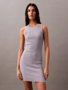 Mini-vestido sem mangas com canelado