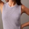 Mini-vestido sem mangas com canelado