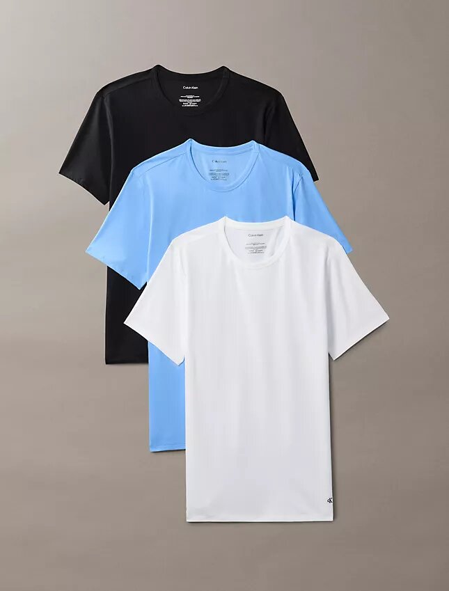 Mistura de Algodão Elástico Conjunto de 3 Camisolas de Gola Redonda de Corte Justo Mistura de Algodão Elástico Conjunto de 3 Camisolas de Gola Redonda de Corte Justo