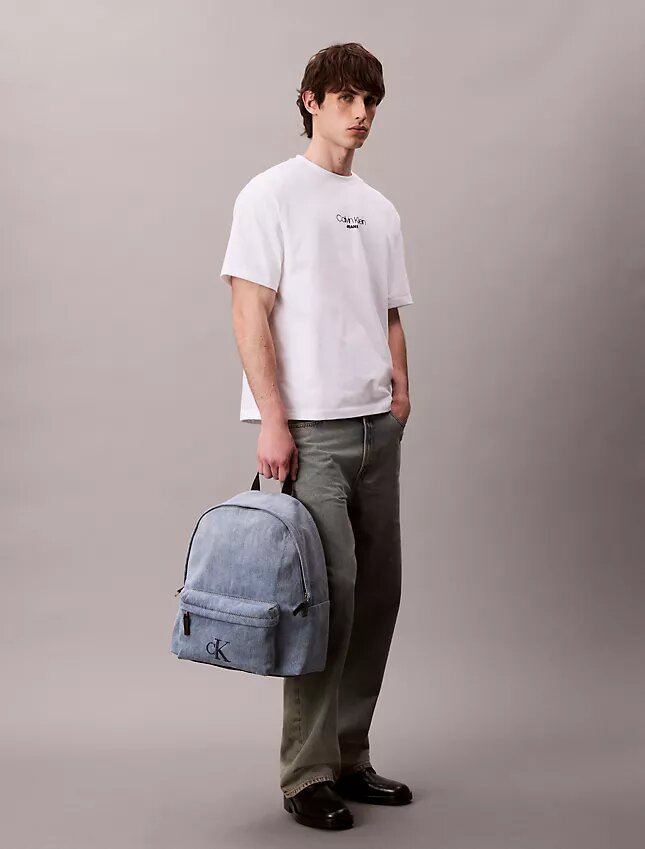 Mochila Denim com logótipo Monogram em ganga Mochila Denim com logótipo Monogram em ganga