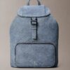 Mochila mini com aba em Denim e logótipo Mochila mini com aba em Denim e logótipo