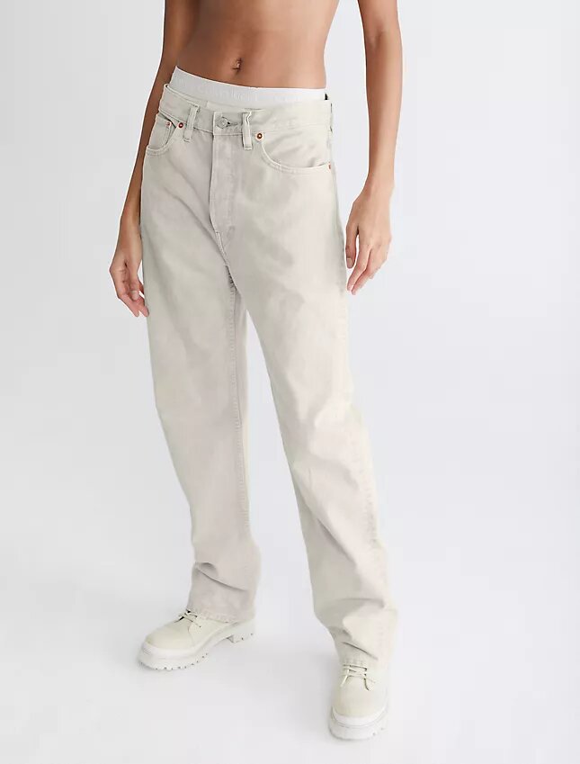 Padrões Jeans de perna reta tingidos em mármore Padrões Jeans de perna reta tingidos em mármore