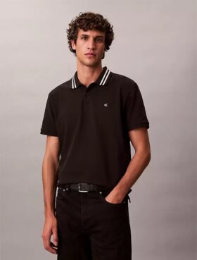 Polo clássico com bico em piqué e Monogram
