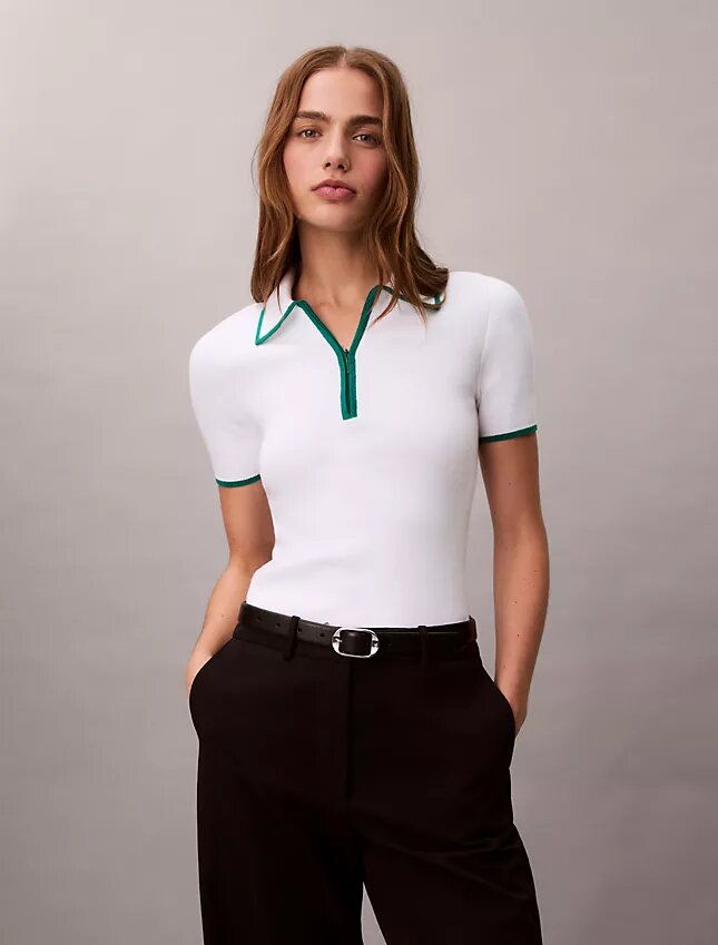 Polo Clássico com Zíper de Um Quarto Polo Clássico com Zíper de Um Quarto