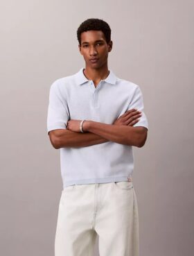 Polo em malha waffle de algodão suave