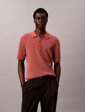 Polo em malha waffle de algodão suave