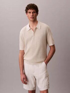 Polo em malha waffle de algodão suave
