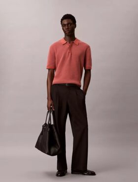 Polo em malha waffle de algodão suave