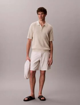 Polo em malha waffle de algodão suave