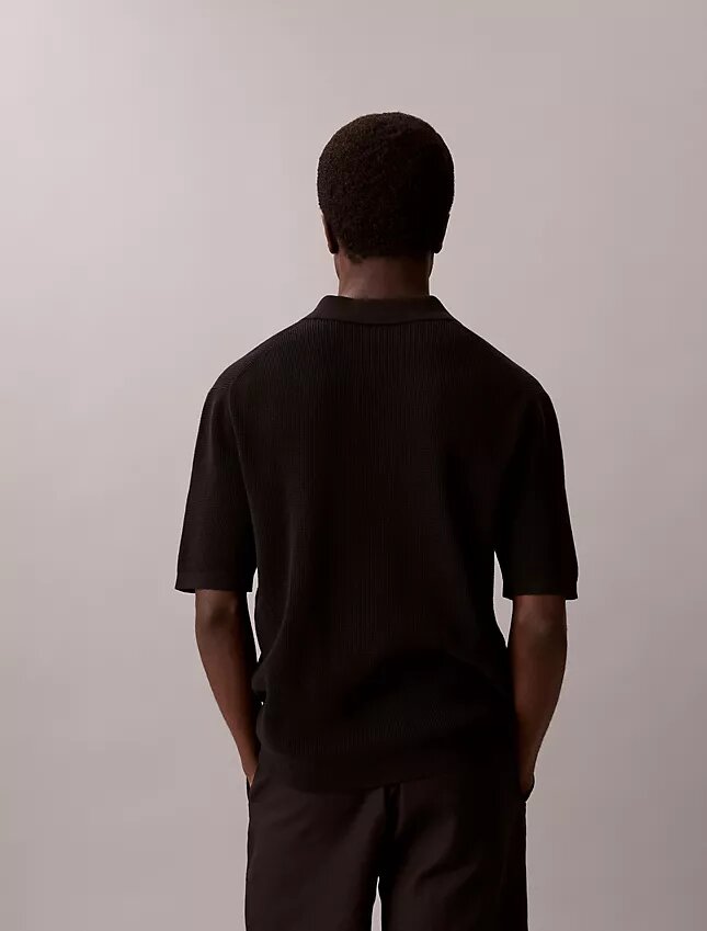 Polo em malha waffle de algodão suave Polo em malha waffle de algodão suave