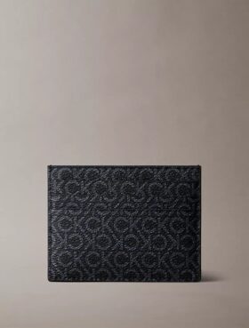 Porta-cartões com monograma em textura granulada