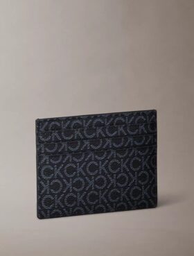 Porta-cartões com monograma em textura granulada