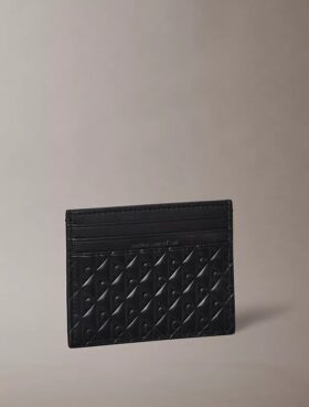Porta-cartões com monograma gravado em relevo
