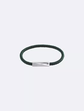 Pulseira de couro com identificação biselada