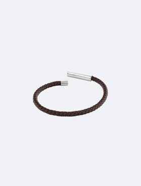 Pulseira de couro com identificação biselada