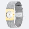Relógio com mostrador geométrico e bracelete em malha Relógio com mostrador geométrico e bracelete em malha