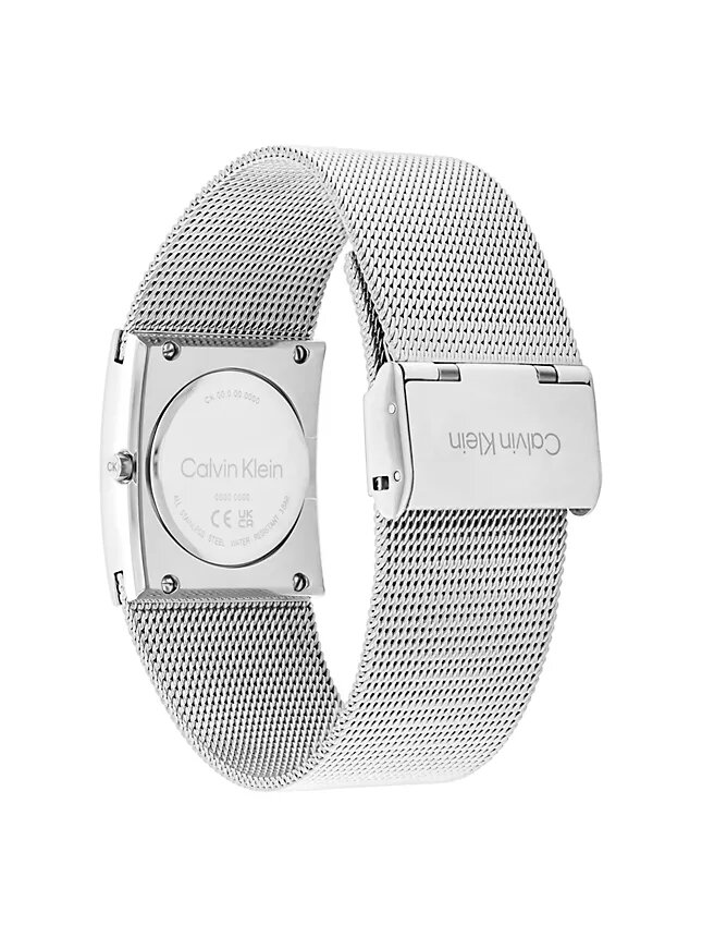 Relógio com mostrador geométrico e bracelete em malha Relógio com mostrador geométrico e bracelete em malha