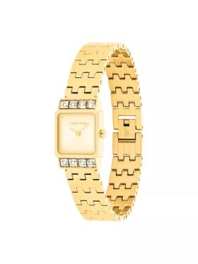 Relógio com Mostrador Quadrado e Bracelete de Elos
