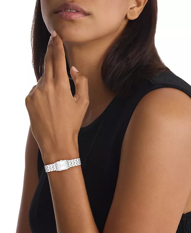 Relógio com Mostrador Quadrado e Bracelete de Elos Relógio com Mostrador Quadrado e Bracelete de Elos