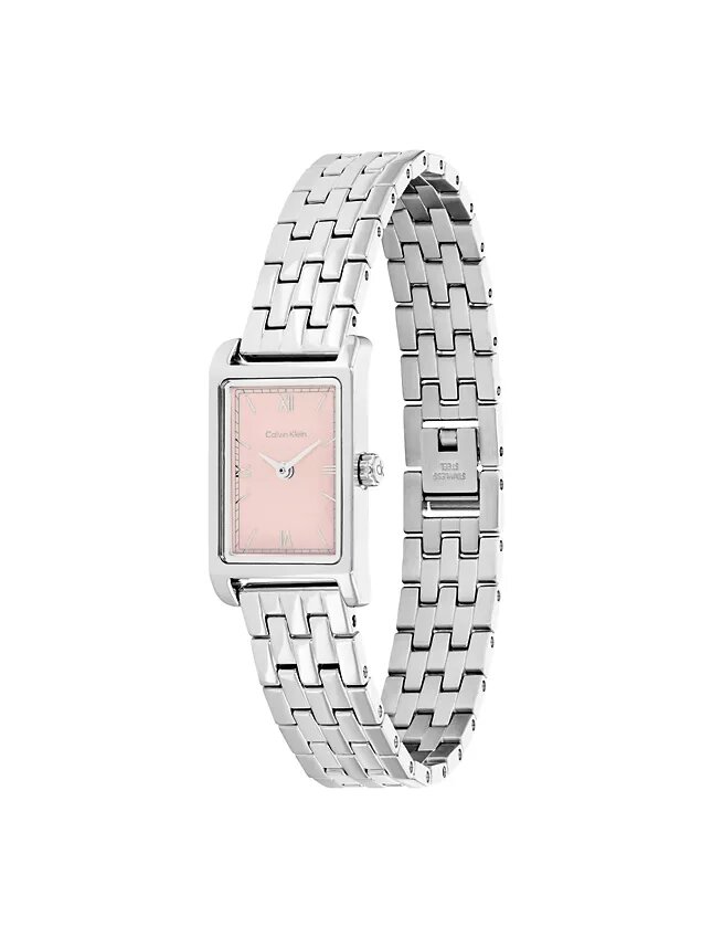 Relógio com mostrador retangular e bracelete de elos Relógio com mostrador retangular e bracelete de elos
