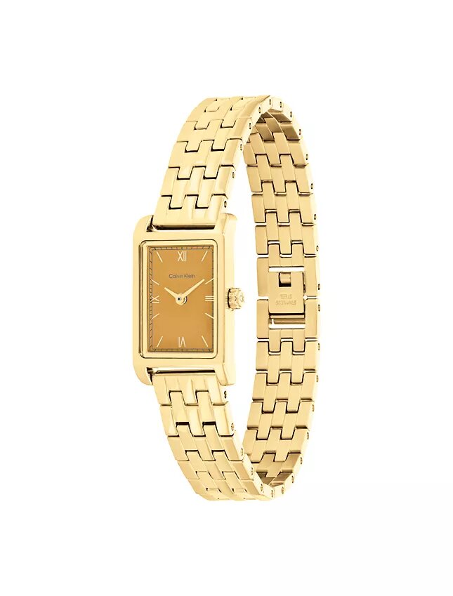 Relógio com mostrador retangular e bracelete de elos Relógio com mostrador retangular e bracelete de elos