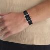 Relógio com mostrador retangular e bracelete em pele Relógio com mostrador retangular e bracelete em pele