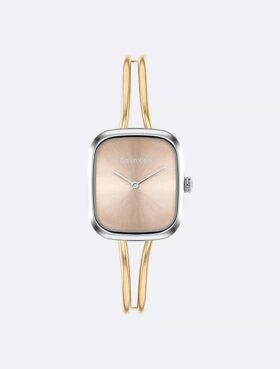 Relógio com pulseira tipo bangle e mostrador escovado