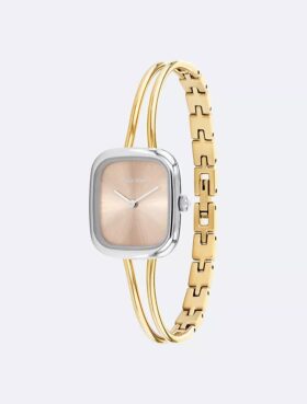 Relógio com pulseira tipo bangle e mostrador escovado