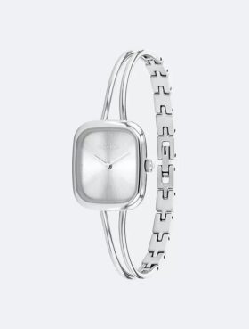Relógio com pulseira tipo bangle e mostrador escovado
