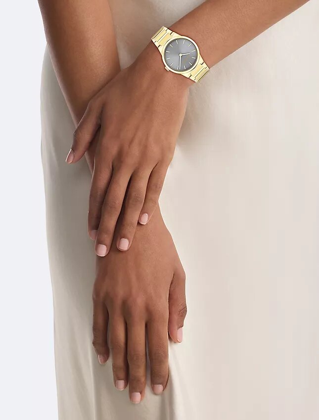 Relógio de 32 mm com bracelete de elos integrados minimalista Relógio de 32 mm com bracelete de elos integrados minimalista