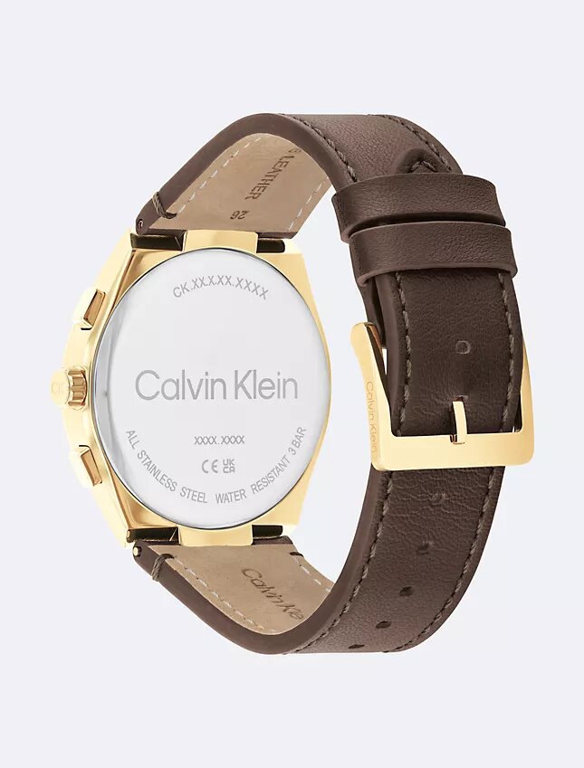 Relógio multifunções com bracelete em pele Relógio multifunções com bracelete em pele