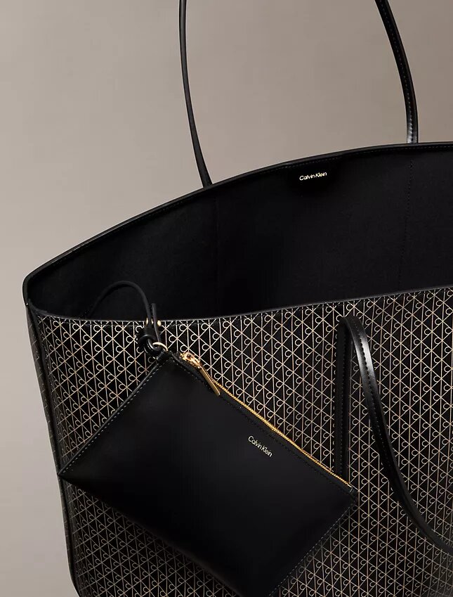 Saco de compras grande com logótipo em todo o tecido e bolsa Saco de compras grande com logótipo em todo o tecido e bolsa