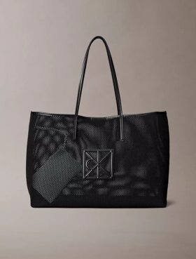 Saco de compras grande em malha com logótipo Saco de compras grande em malha com logótipo