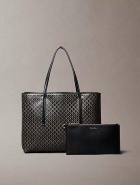 Saco de compras pequeno com logótipo em todo o tecido e bolsa Saco de compras pequeno com logótipo em todo o tecido e bolsa
