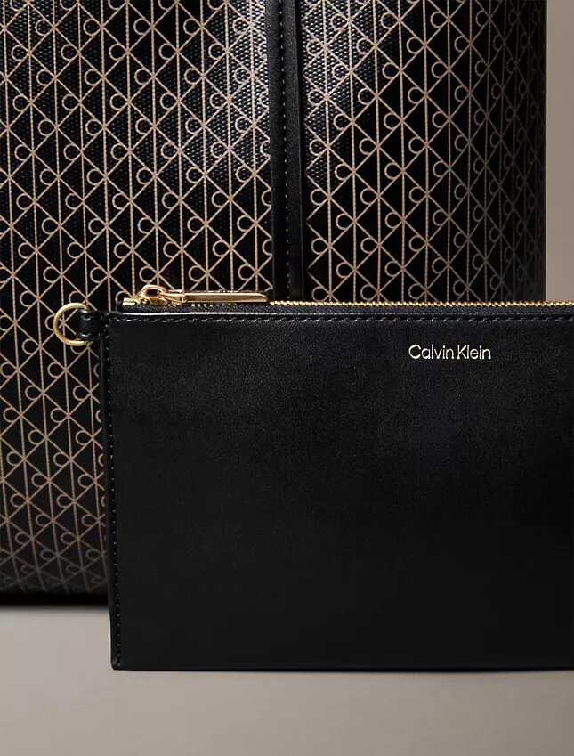 Saco de compras pequeno com logótipo em todo o tecido e bolsa Saco de compras pequeno com logótipo em todo o tecido e bolsa