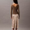 Saia Midi com Estampado em Cetim Amassado Saia Midi com Estampado em Cetim Amassado