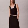 Saia midi de nylon com elástico