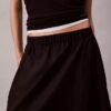 Saia midi de nylon com elástico