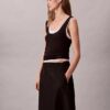 Saia midi de nylon com elástico