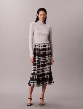 Saia Midi Estampada e Abertura