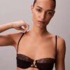 Soutien balconette Unlined em renda geométrica preta CK Black Soutien balconette Unlined em renda geométrica preta CK Black