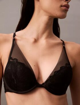 Sutiã Plunge CK Black Floral Lace