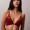 Sutiã Plunge CK Black Floral Lace com forro leve Sutiã Plunge CK Black Floral Lace com forro leve
