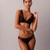 Sutiã Plunge com Renda Geométrica Preta CK Black, Ligeiramente Forrado