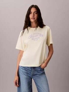 T-shirt Boxy com logótipo em arco