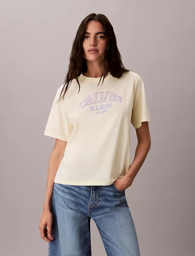 T-shirt Boxy com logótipo em arco T-shirt Boxy com logótipo em arco